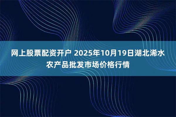 网上股票配资开户 2025年10月19日湖北浠水农产品批发市场价格行情